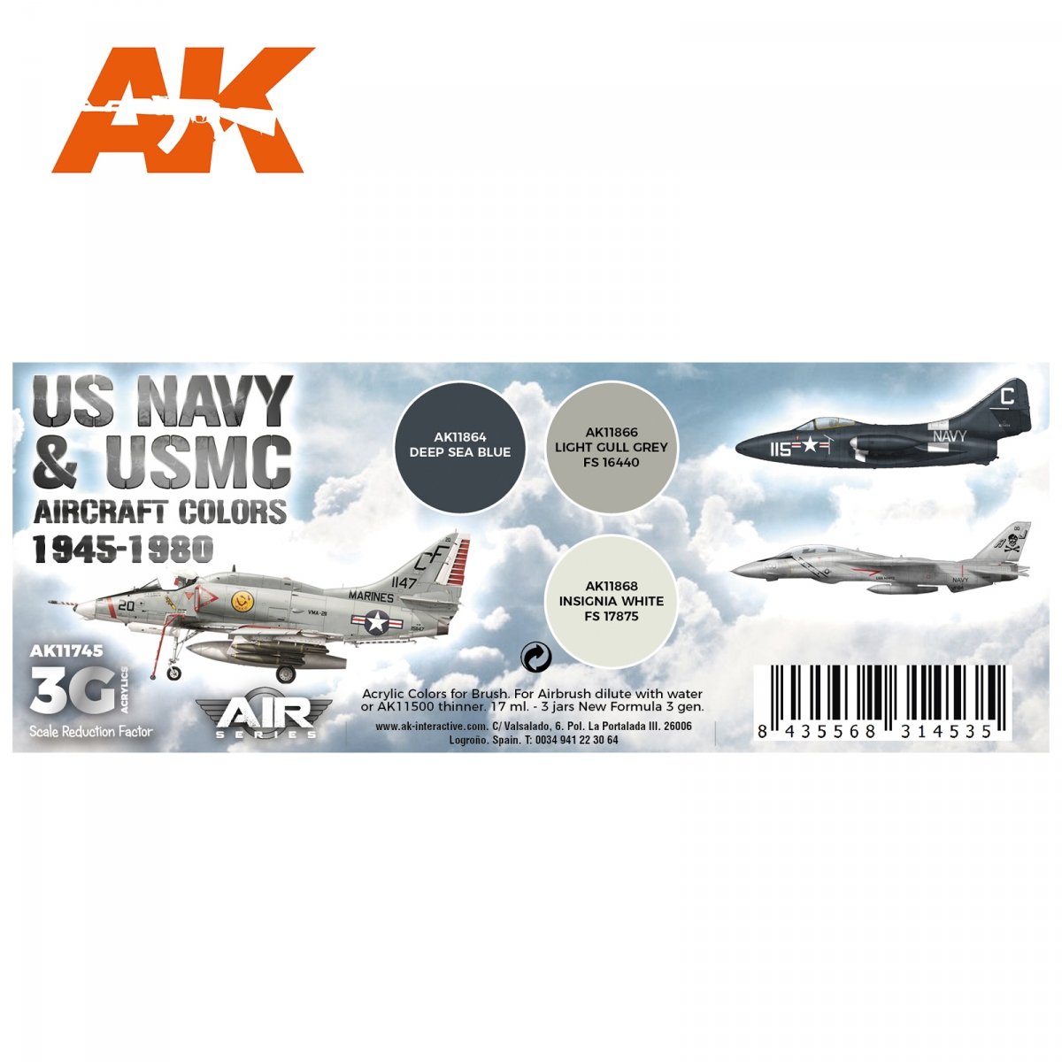 AK Interactive AK11745 US NAVY &amp;amp; USMC AIRCRAFT COLORS 1945-1980 3x17 ml – image 2