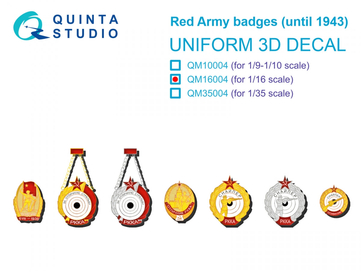 Quinta Studio QM16004 Insignes de l'Armée rouge (jusqu'en 1943) 1/16 