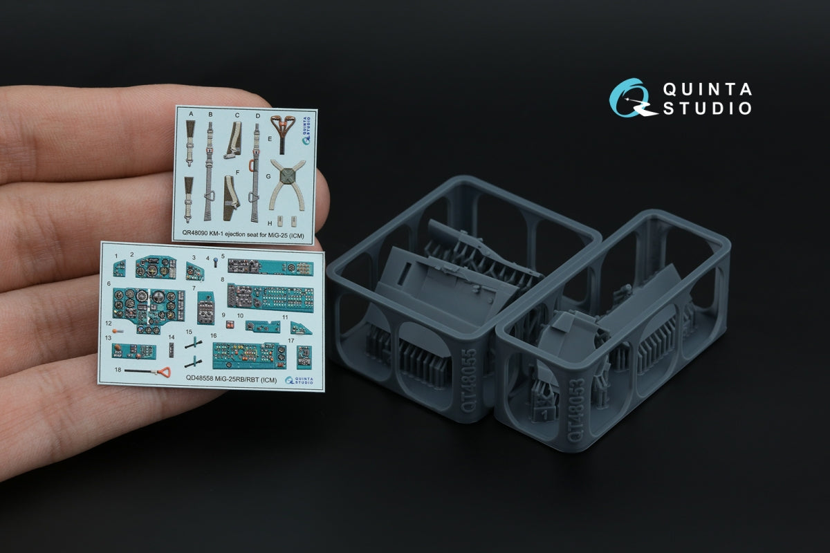 Quinta Studio QD+48558 MiG-25RB/MiG-25RBT 3D-Printed &amp;amp; colored Interior on decal paper (ICM) (with 3D-printed resin parts) 1/48 – obrázek 2