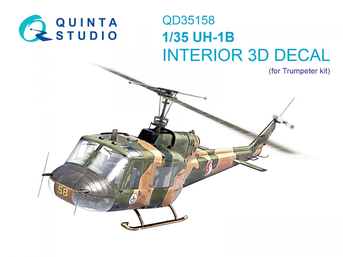 Quinta Studio QD35158 UH-1B 3D-Printed &amp; colored Interior on decal paper (Trumpeter) 1/35