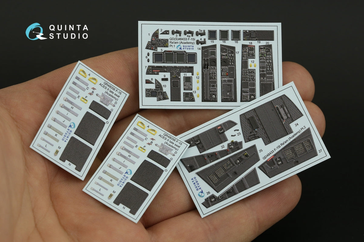 Quinta Studio QD48433 F-15I 3D-Printed colored Interior on decal paper (Academy) 1/48 – image 4
