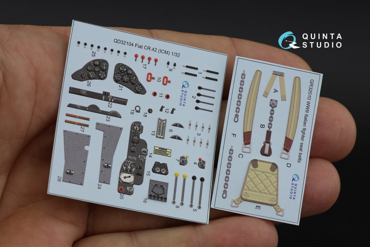 Quinta Studio QD32104 Fiat CR.42 3D-Printed &amp;amp; colored Interior on decal paper (ICM) 1/32 – imagen 13