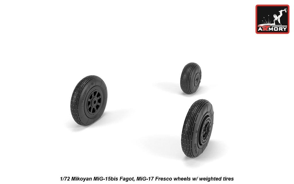 Armory Models AW72054 Mikoyan MiG-15bis Fagot (late) / MiG-17 Fresco wheels w/ weighted tires 1/72 – Bild 4