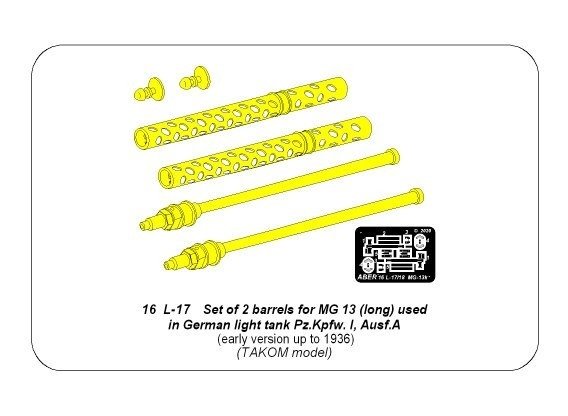Aber 16L-17 Set of 2 barrels for guns MG13 (long) used in German light tank Pz.Kpfw. I, Ausf.A early to 1938 1/16 – image 8