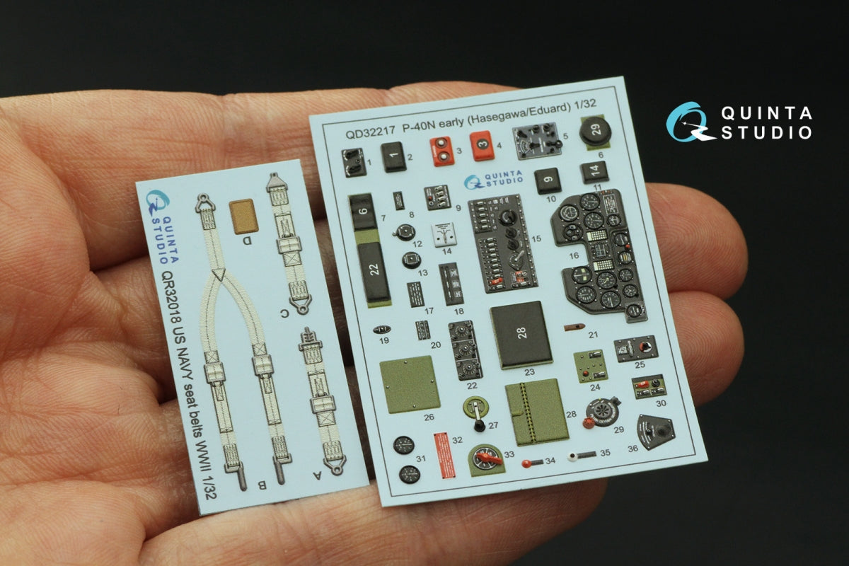 Quinta Studio QD32217 P-40N early 3D-Printed colored Interior on decal paper (Hasegawa/Eduard) 1/32 – image 3