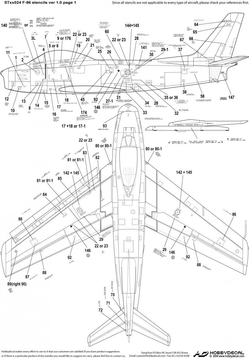HobbyDecal ST48024V1 F-86 Stencils 1 ver 1 1/48 – Bild 2