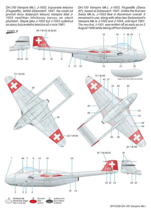 Special Hobby 72339 DH.100 Vampire Mk. I The First Jet Guardians of Neutrality 1/72 – obrázek 4