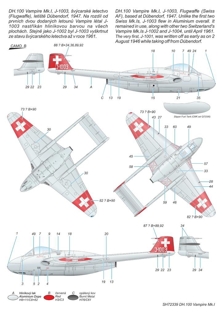 Special Hobby 72339 DH.100 Vampire Mk. I The First Jet Guardians of Neutrality 1/72 – obrázek 4