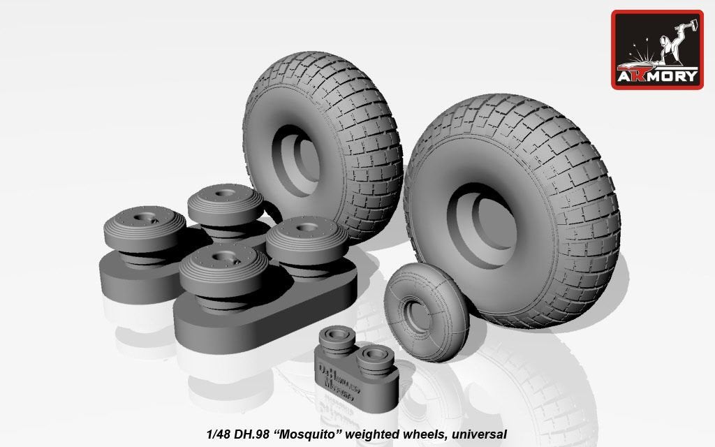 Armory Models AW48402 deHavilland DH.98 Mosquito roues, motif de pneu « damier », lestées 1/48