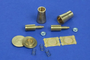 RB Model 35A09 Railroad flat buffer turned and photo etch brass kit set contains two buffers 1/35 – obrázek 3