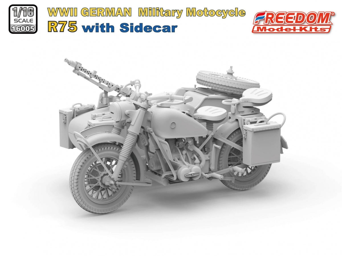 Freedom 16005 R75 with Sidecar WWII German Motorcycle 1/16 – Bild 2