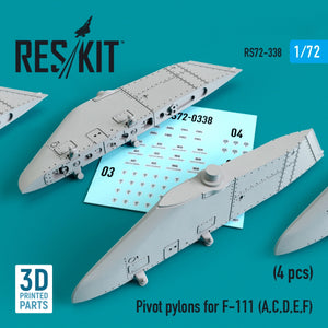 RESKIT RS72-0338 PIVOT PYLONS FOR F-111 (A,C,D,E,F) (4PCS) 1/72