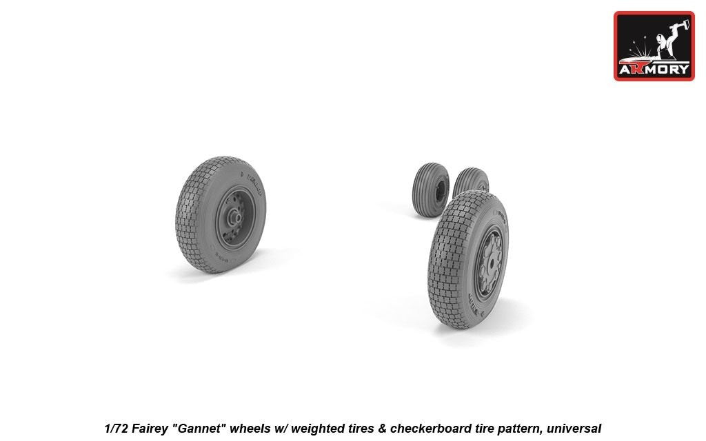Armory Models AW72413 Fairey Gannet late type wheels w/ weighted tires of checkerboard tire pattern 1/72 – image 4