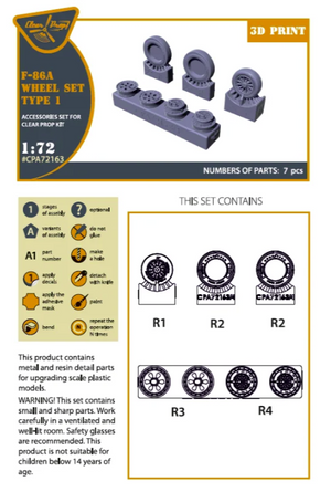 Clear Prop! CPA72163 F-86A wheel set type 1 for CP kits 1/72 – obrázek 2