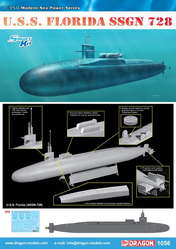 Dragon 1056 USS FLORIDA SSGN 728 (1/350) – obrázek 2