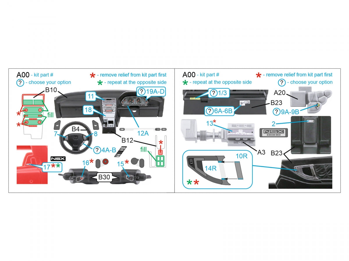 Quinta Studio QD24008 Honda NSX NA1 Japanese version 3D-Printed &amp;amp; colored Interior on decal paper (Tamiya) 1/24 – image 2