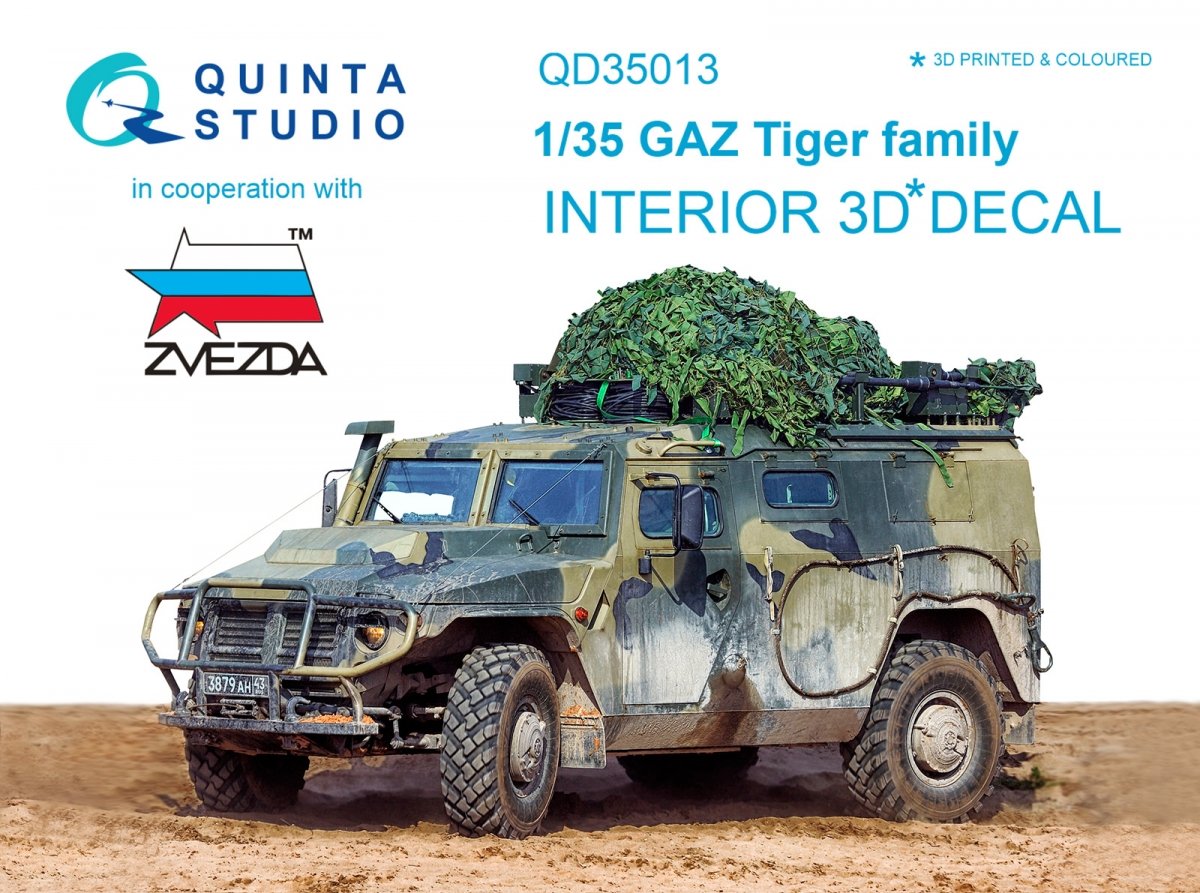Quinta Studio QD35013 GAZ Tiger family 3D-Printed &amp;amp; colored Interior on decal paper (for Zvezda kit) 1/35