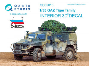 Quinta Studio QD35013 GAZ Tiger family 3D-Printed &amp;amp; colored Interior on decal paper (for Zvezda kit) 1/35