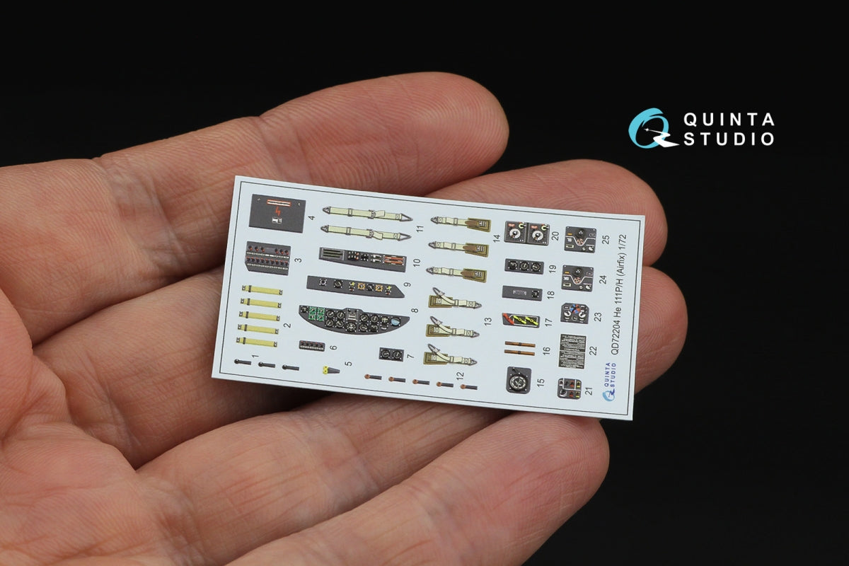 Quinta Studio QD72204 He 111 P/H 3D-Printed &amp;amp; colored Interior on decal paper (Airfix) 1/72 – immagine 2