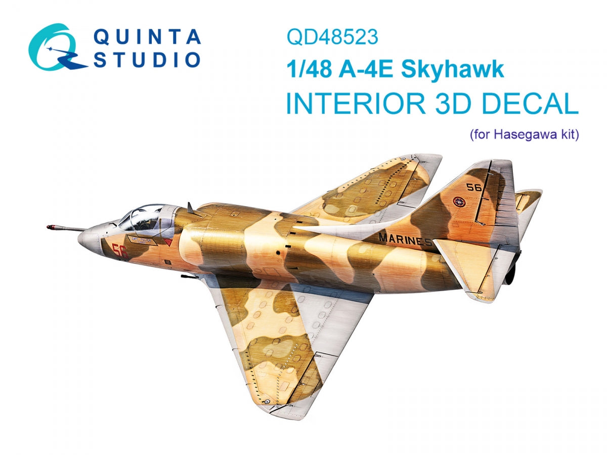Quinta Studio QD48523 A-4E 3D-Printed &amp; colored Interior on decal paper (Hasegawa/Hobby2000) 1/48