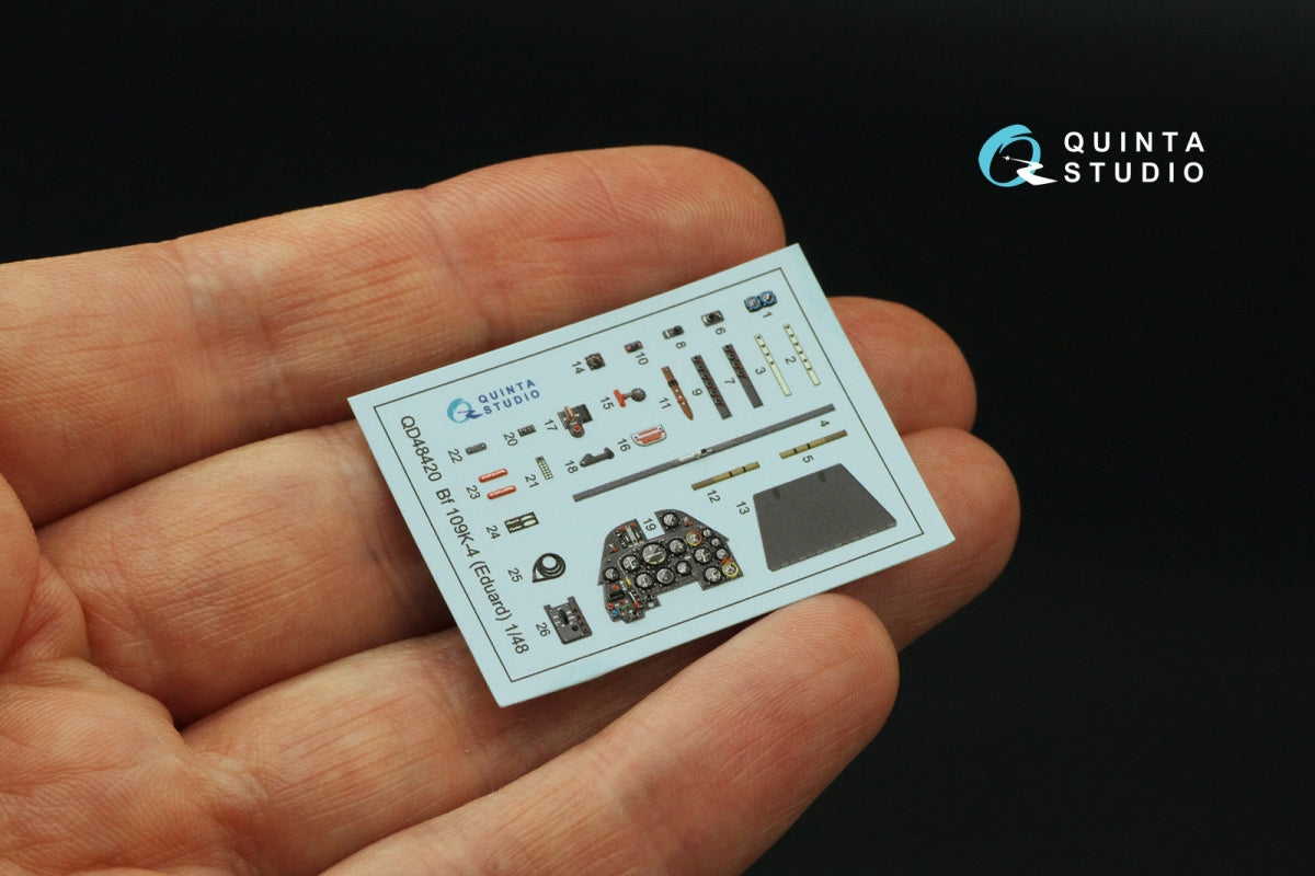 Quinta Studio QD48420 Bf 109K-4 3D-Printed &amp;amp; colored Interior on decal paper (Eduard) 1/48 – immagine 4
