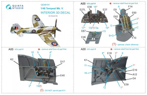 Quinta Studio QD48191 Tempest Mk.V 3D-Printed &amp;amp; colored Interior on decal paper (Eduard) 1/48 – image 12