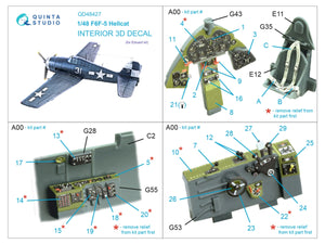 Quinta Studio QD48427 F6F-5 Hellcat 3D-Printed colored Interior on decal paper (Eduard) 1/48 – image 5