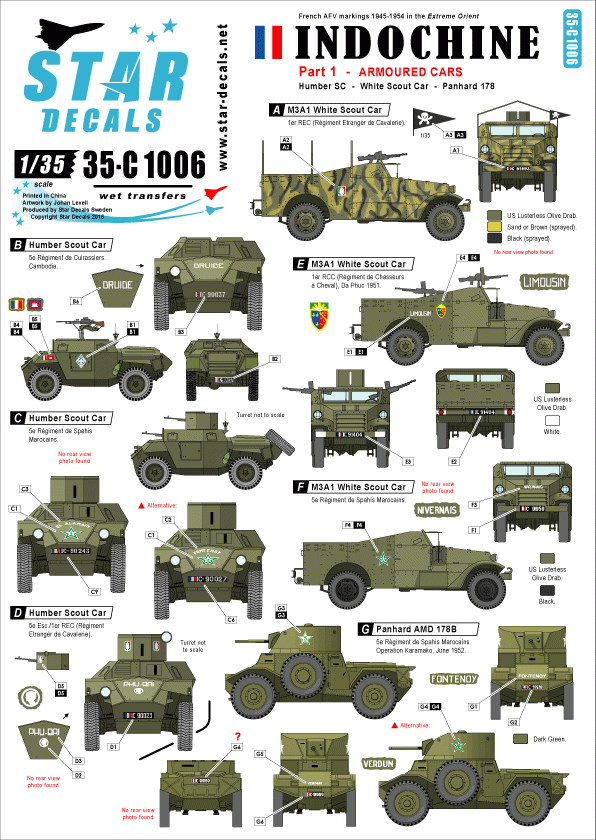 Star Decals 35-C1006 Indochine 1. Armored cars 1/35