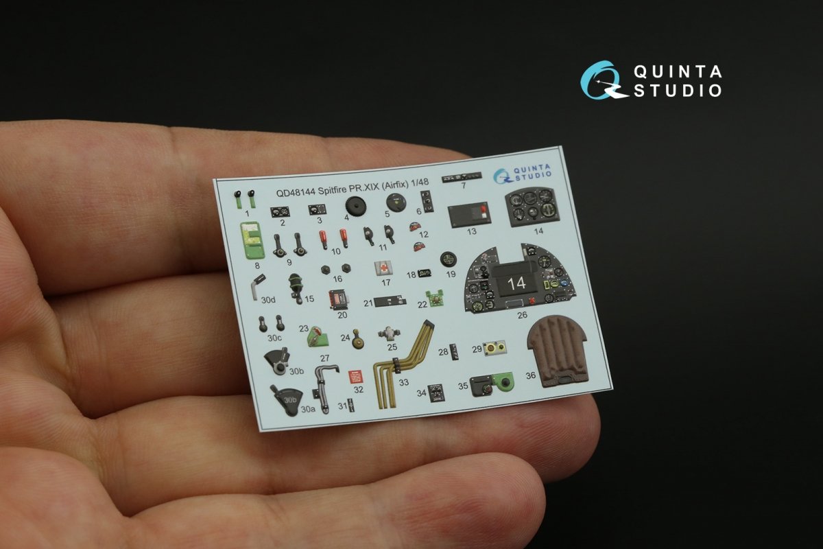 Quinta Studio QD48144 Spitfire PR.XIX 3D-Printed &amp;amp; colored Interior on decal paper (Airfix) 1/48 – image 3