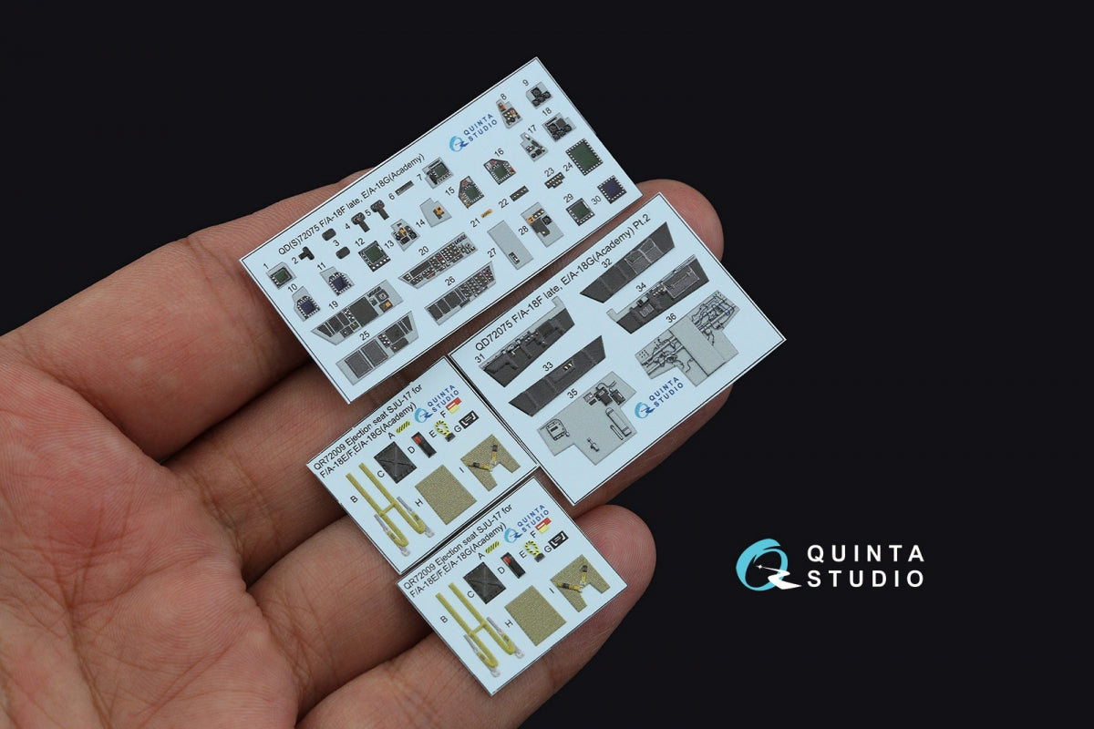 Quinta Studio QD72075 F/A-18F Late, E/A-18G 3D-Printed &amp;amp; colored Interior on decal paper (Academy) 1/72 – immagine 6
