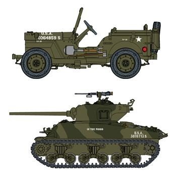 Dragon 7412 1/4 Ton 4x4 Truck + Sherman M4A1(76) W VVSS 1/72 – image 2
