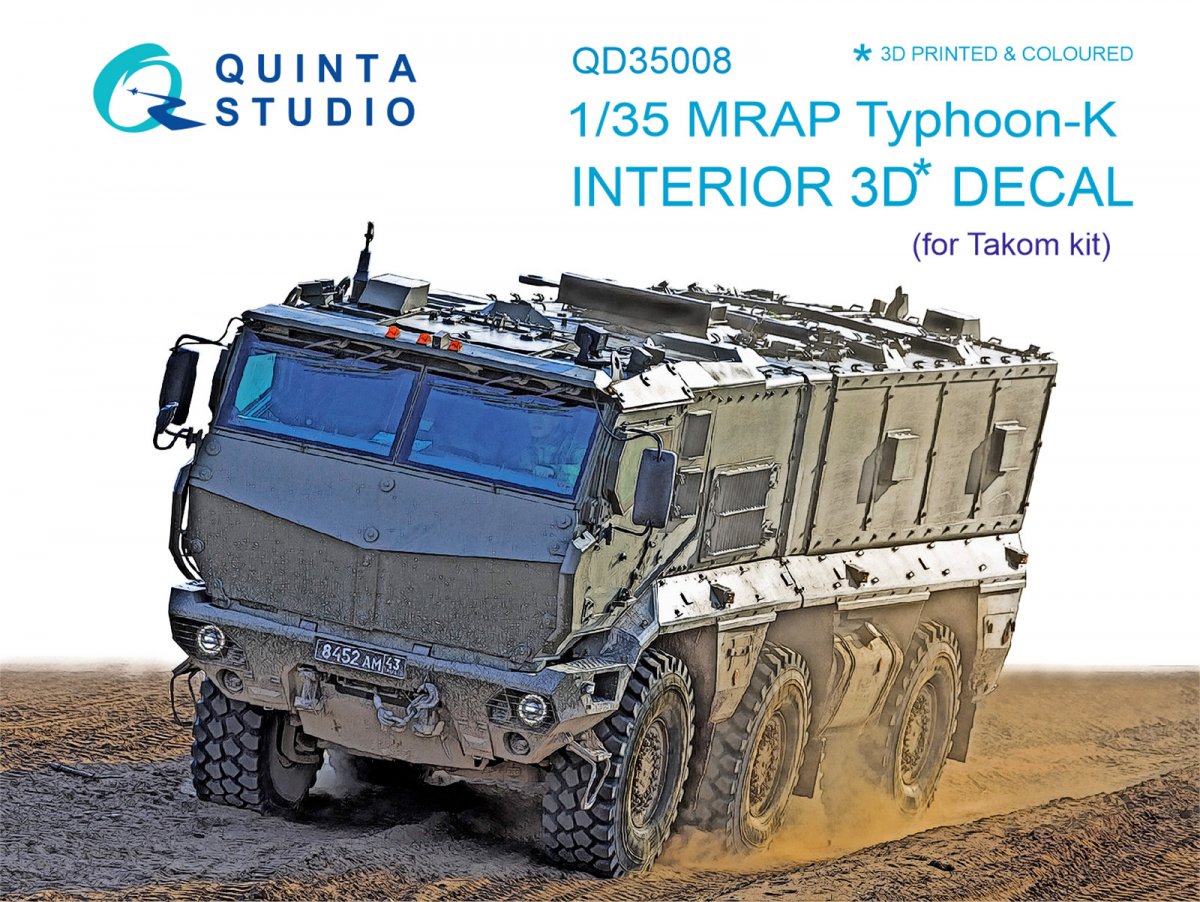 Quinta Studio QD35008 MRAP Typhoon-K 3D-Printed &amp; colored Interior on decal paper (for Takom kit) 1/35