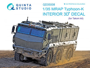 Quinta Studio QD35008 MRAP Typhoon-K 3D-Printed &amp;amp; colored Interior on decal paper (for Takom kit) 1/35