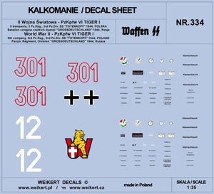 Weikert Decals DEC334 PzKpfw VI TIGER - SS Totenkopf Division and Grossdeutschland Division - 1944 - vol.3 1/35