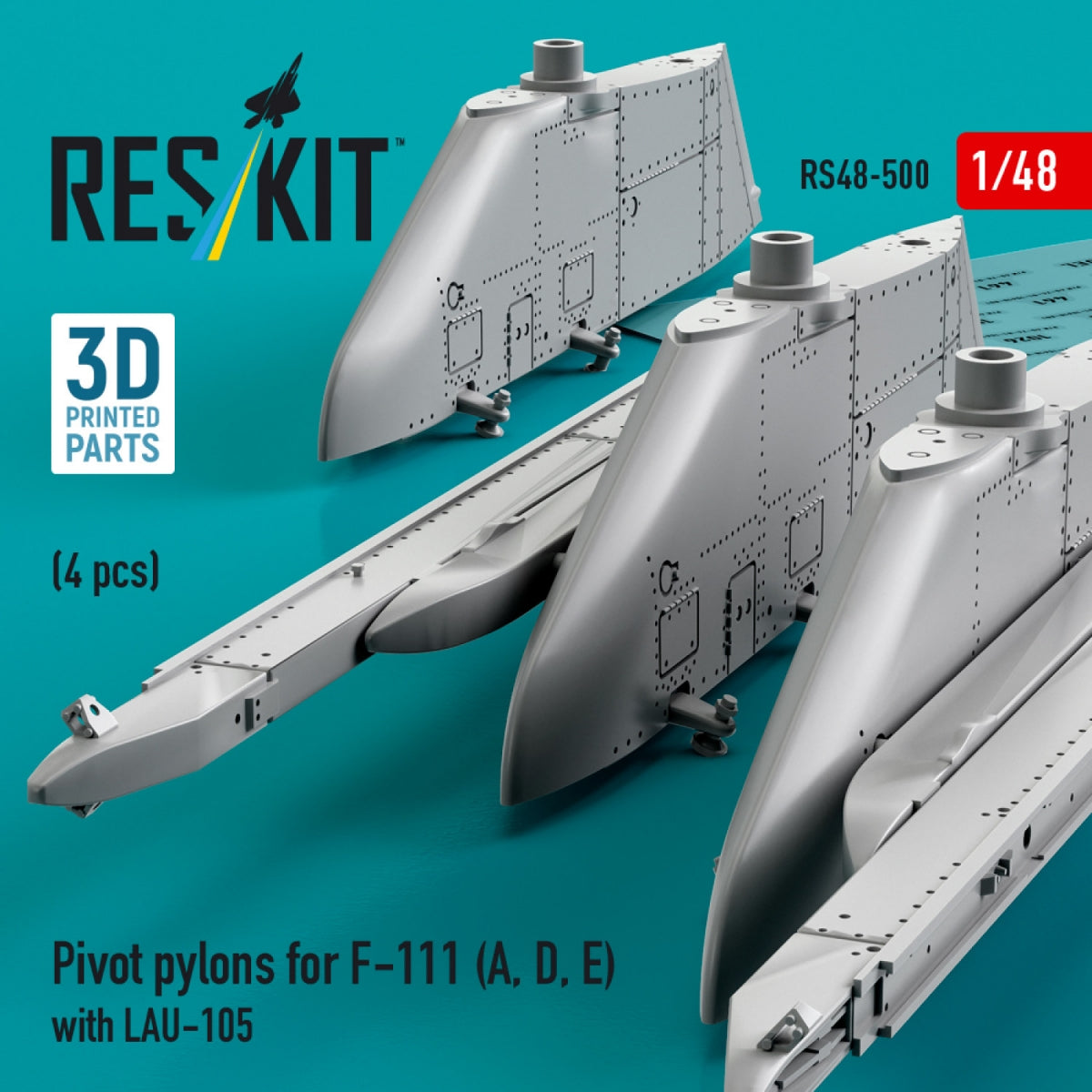 RESKIT RS48-0500 Pivot pylons for F-111 (A, D, E) with LAU-105 (4 pcs) (3D Printed) 1/48 – image 2