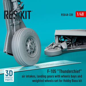 RESKIT RSU48-0338 F-105 Thunderchief air intakes, landing gears with wheels bays and weighted wheels set for Hobby Boss kit (3D Printed) 1/48 – Bild 3