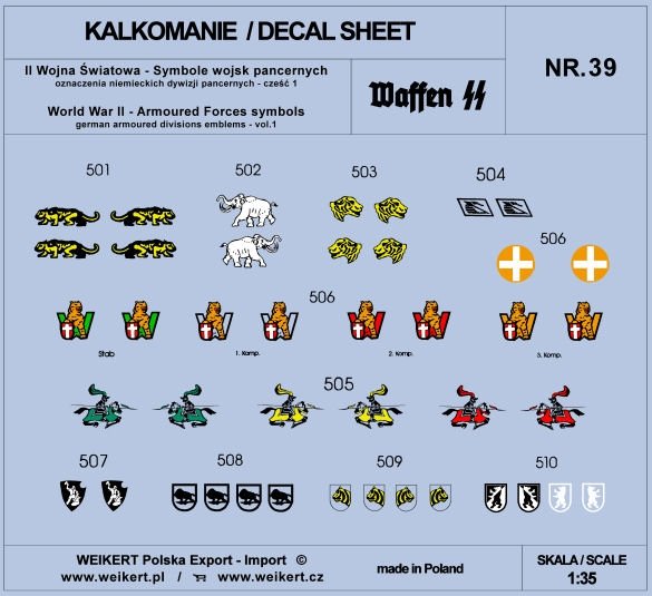 Weikert Decals DEC239 German Panzer Division Markings - vol.1 1/35