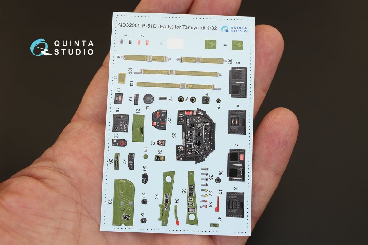 Quinta Studio QD32005 P-51D (Early) 3D-Printed &amp;amp; colored Interior on decal paper (for Tamiya kit) 1/32 – obrázek 3