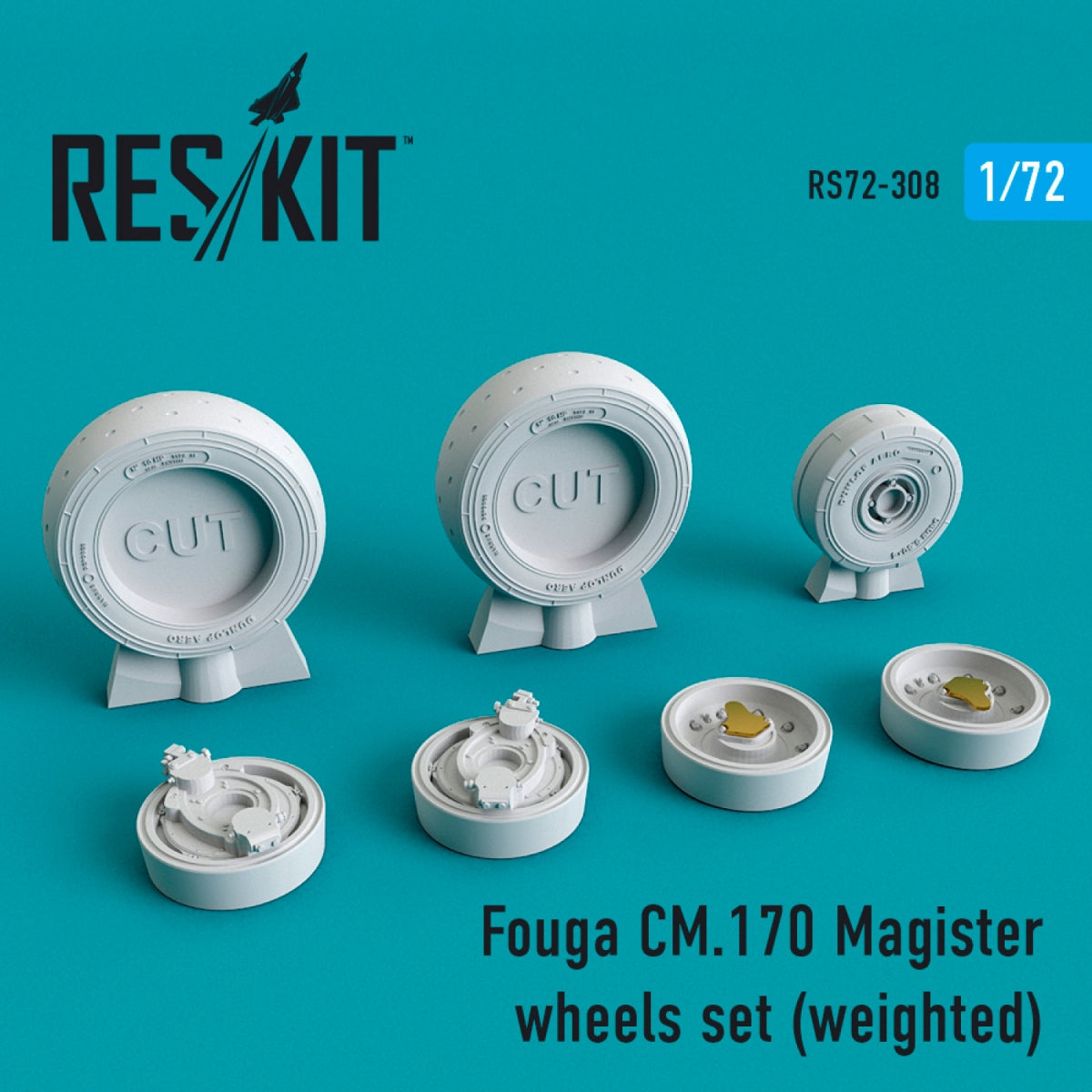 RESKIT RS72-0308 FOUGA CM.170 MAGISTER WHEELS SET (WEIGHTED) 1/72 – image 2