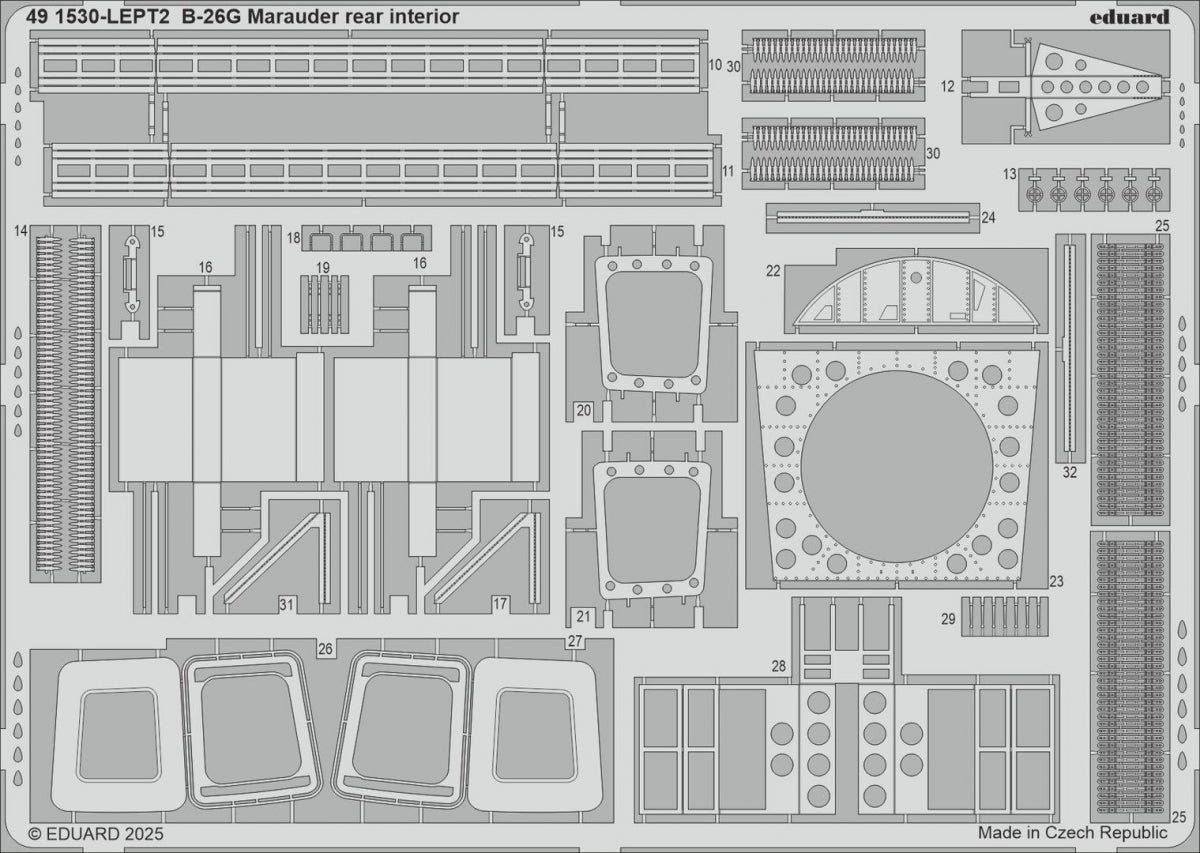 Eduard 491530 B-26G Marauder rear interior ICM 1/48