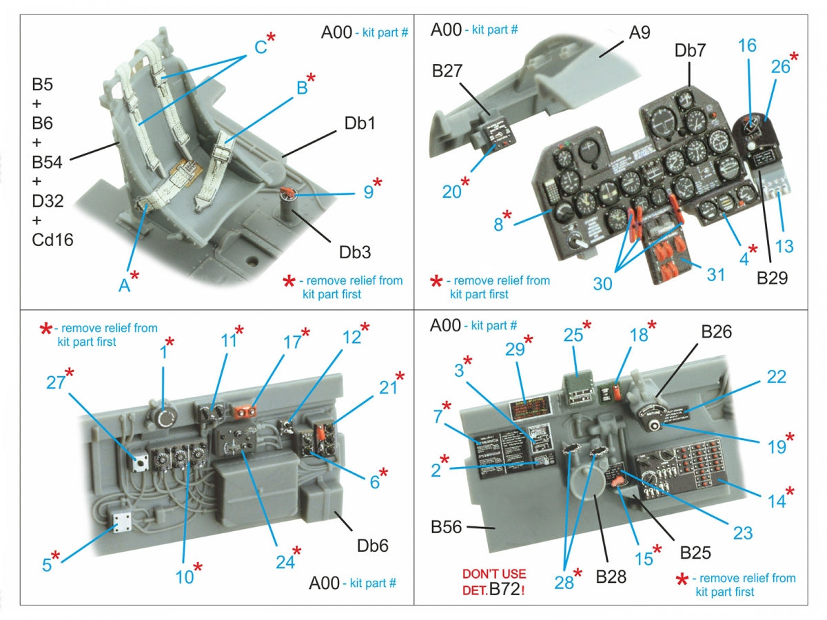 Quinta Studio QD48510 P-47 D-30 3D-Printed colored Interior on decal paper (Miniart) 1/48 – image 2