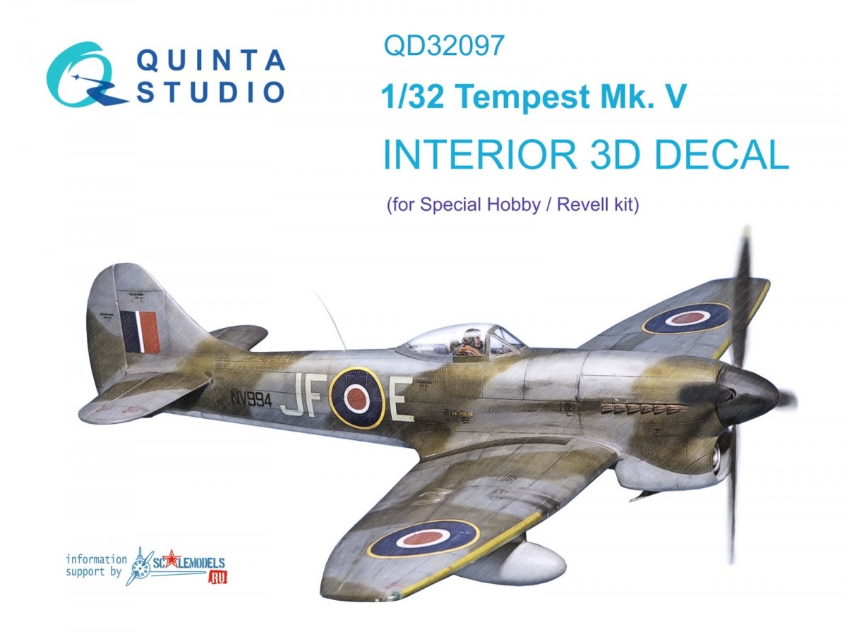 Quinta Studio QD32097 Tempest Mk.V 3D-Printed &amp; colored Interior on decal paper (Special Hobby/Revell) 1/32