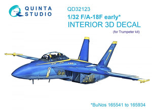 Quinta Studio QD32123 F/A-18F early 3D-Printed &amp;amp; colored Interior on decal paper (Trumpeter) 1/32