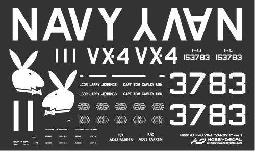 HobbyDecal AL48001V1 F-4J VX-4 Vandy1 Black Bunny October 1972 1/48 – obrázek 5