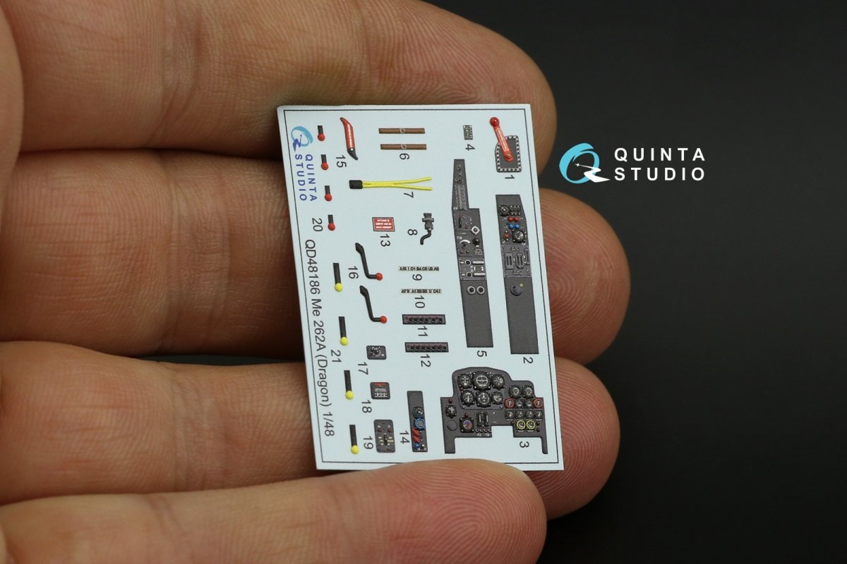 Quinta Studio QD48186 Me 262A 3D-Printed &amp;amp; colored Interior on decal paper (for Dragon ) 1/48 – obrázek 8