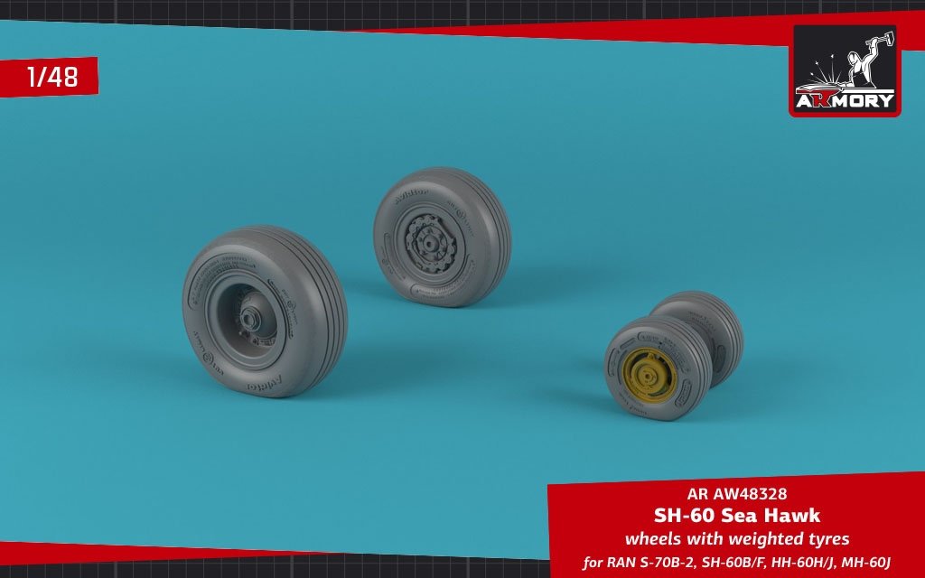 Armory Models AW48328 SH-60 Seahawk wheels w/ weighted tires 1/48 – image 4