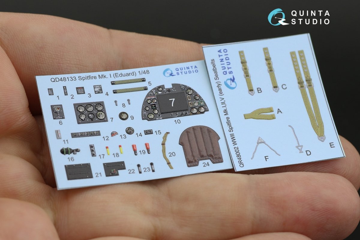 Quinta Studio QD48133 Spitfire Mk.I 3D-Printed &amp;amp; colored Interior on decal paper (Eduard) 1/48 – obrázek 7