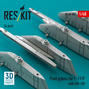 RESKIT RS48-0502 Pivot pylons for F-111F with LAU-105 (4 pcs) (3D Printed) 1/48 – immagine 2