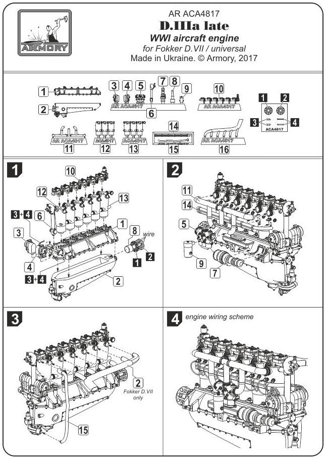 Armory Models ACA4817 German WWI Aircraft Engine mod. D.IIIa 1/48 – Bild 8