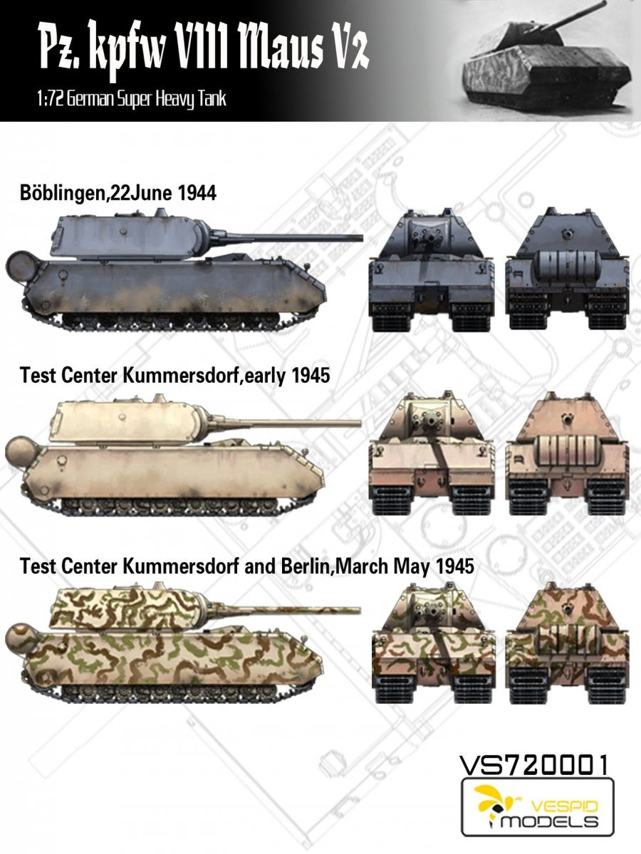 Vespid Models VS720001 Pz.Kpfw. VIII Maus V2 German Super Heavy Tank 1/72 – immagine 5